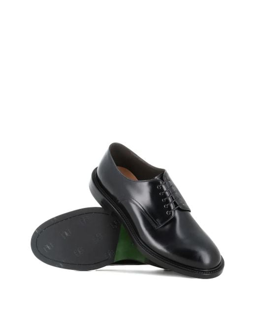 Green George Gray Leather Derby Shoes for men