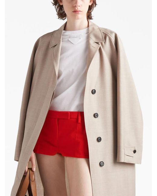 Prada White Triangle-Patch Oversized T-Shirt