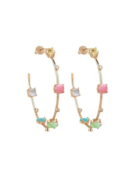 Atelier Mon White Stone Hoop Earrings