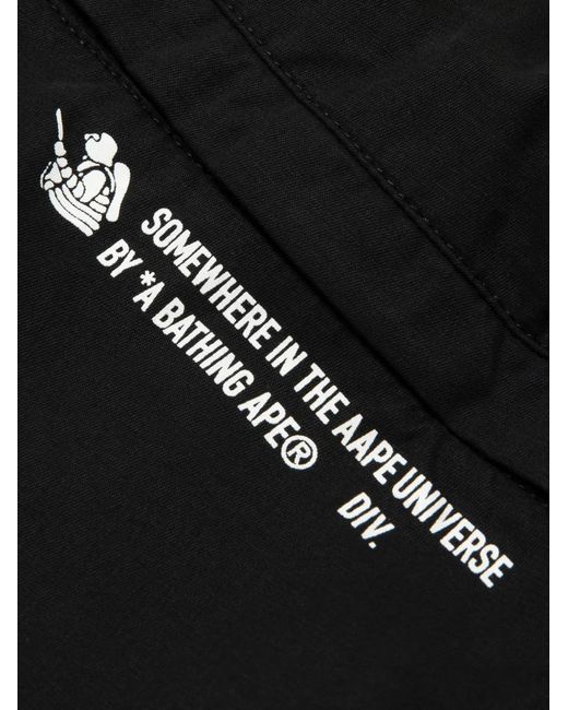 Aape By A Bathing Ape Black Moonface-Patch Drawstring Trousers for men