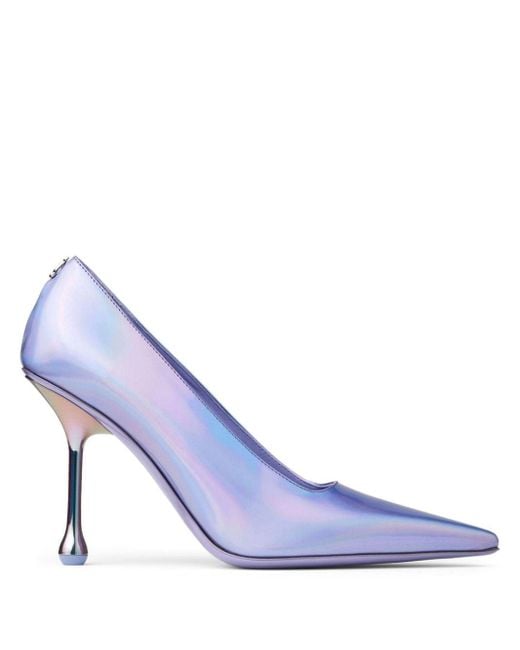 Jimmy Choo Blue Ixia 95mm Metallic Leather Pumps