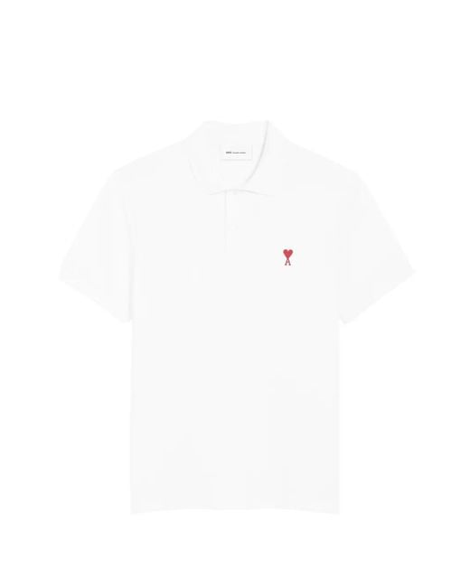 Polo à logo AMI en coloris White