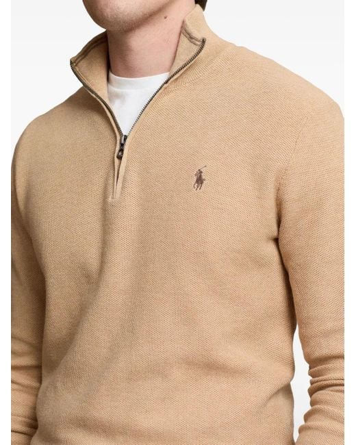 Polo Ralph Lauren Natural Half-Zip Long-Sleeve Pullover With Textured Knit for men