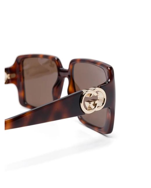 Gucci Pink Tortoiseshell Square-Frame Sunglasses