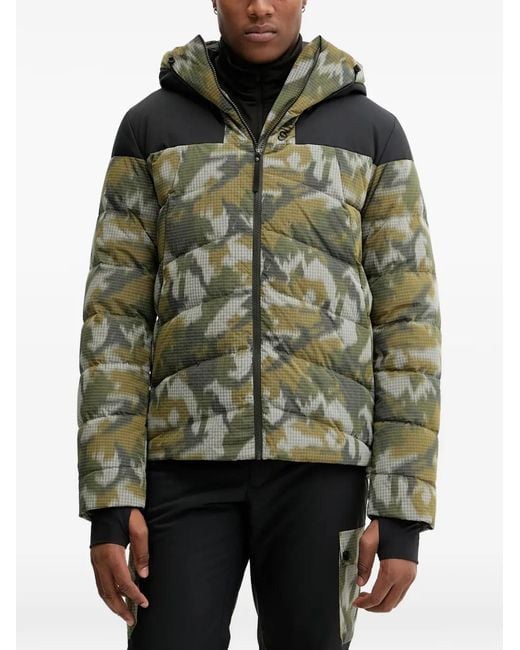 Colmar Black Camouflage-pattern Hooded Ski Jacket for men