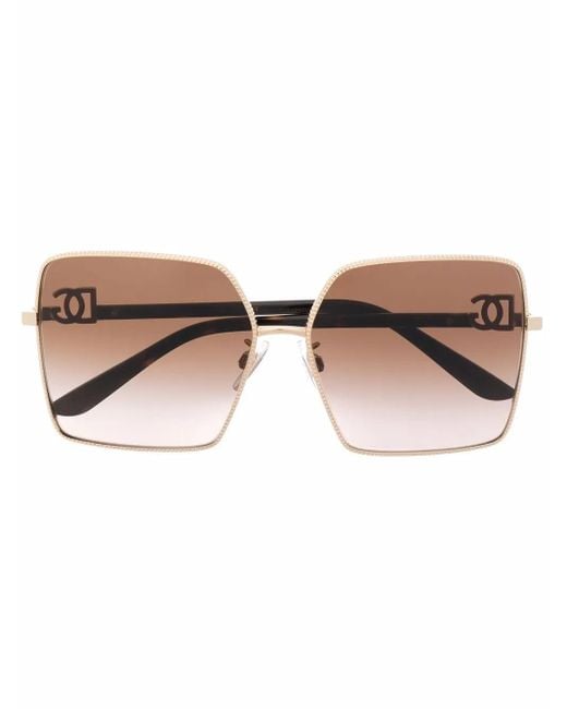 Dolce & Gabbana Brown Gold-tone Square-frame Sunglasses