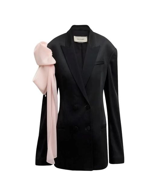 Hellessy Black Didier Draped-Bow Blazer Jacket