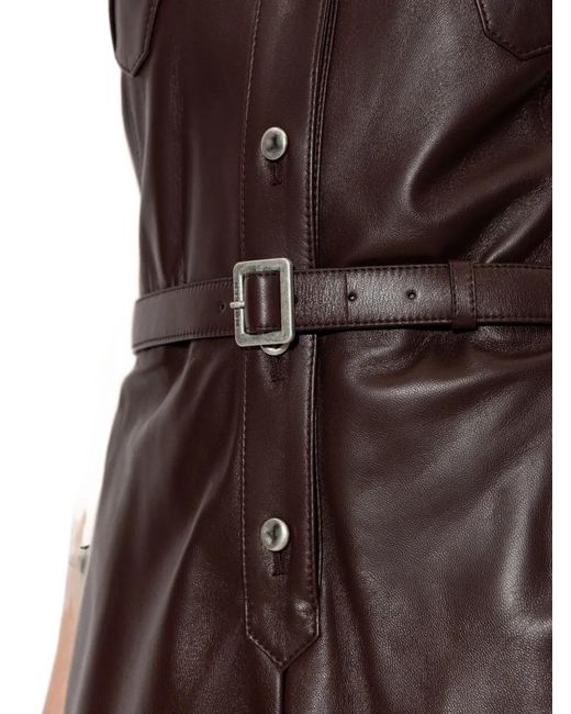 McQueen Brown Leather Midi Dress