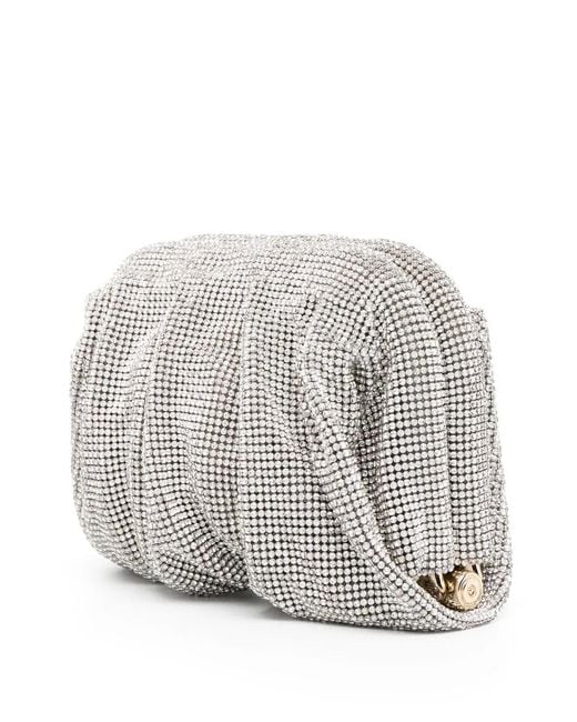 Benedetta Bruzziches Gray Strass-Embellished Clutch Bag