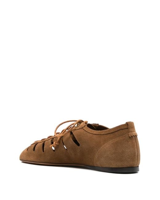 Isabel Marant Brown Leyza Laced Cut-Out Ballet Flats