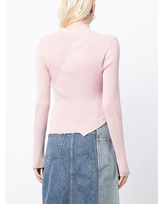 Feng Chen Wang Pink Cut-out Detailing Ribbed-knit Jumper