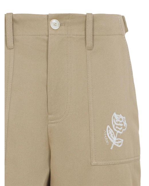 Pantaloni Con Ricamo di Marni in Natural