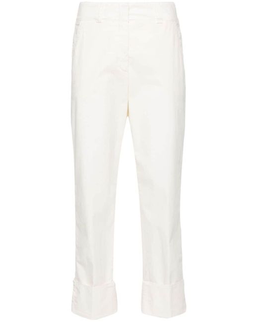 Peserico White High-waist Cropped Trousers