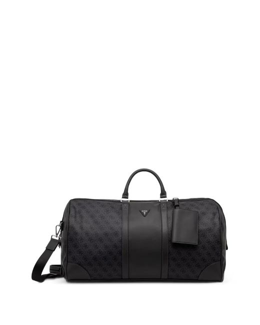 Guess Black Milano Monogram-Print Logo-Plaque Holdall for men