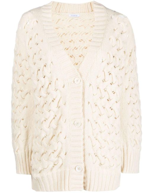 Malo Natural Knitted Long-sleeved Cardigan