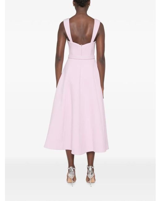 Rebecca Vallance Pink Yolanda Crystal-Embellished Belted Midi Dress
