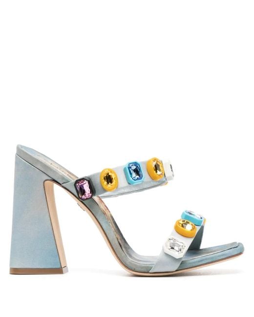 Roberto Cavalli Metallic Wild Leda Print Sandals