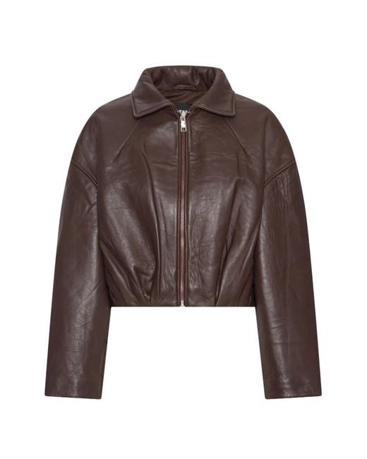 ROTATE BIRGER CHRISTENSEN Brown Bonded Leather Jacket