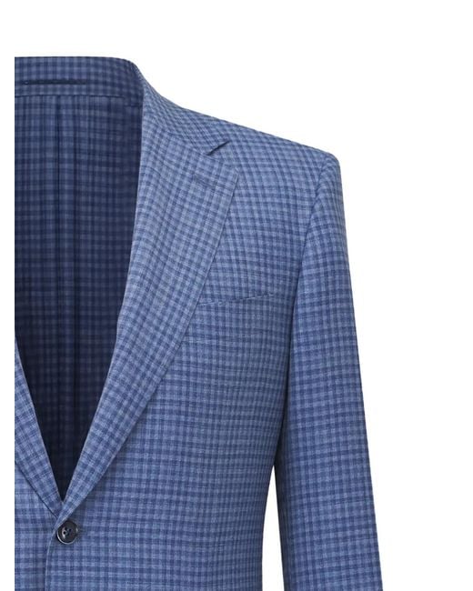 Canali Blue Checkered Button Jacket for men