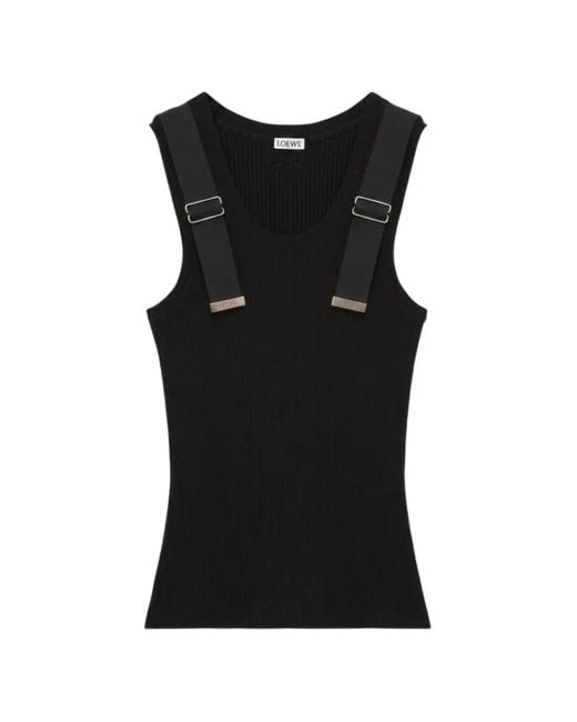 Loewe Black Buckle-Detail Ribbed Tank Top