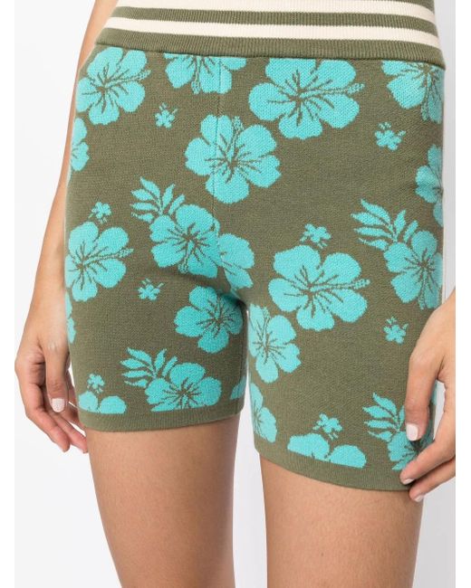 The Upside Green Aloha-Knit Spin Shorts