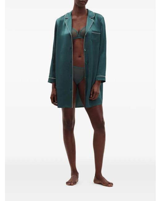 Eres Green Gala Piping-Detail Shirt Dress