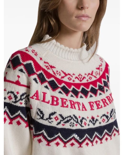Alberta Ferretti Wollen Trui Met Patroon in het White