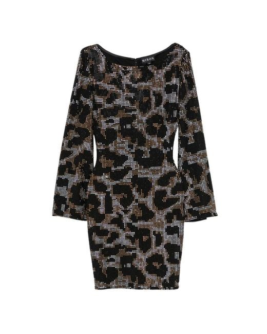 Miron Black Embellished Mini Dress