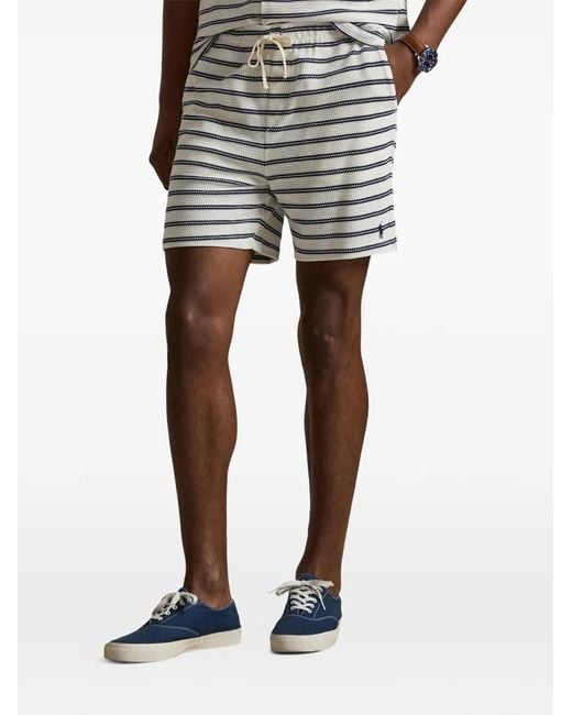 Polo Ralph Lauren Gray Striped-Pattern Drawstring Shorts for men
