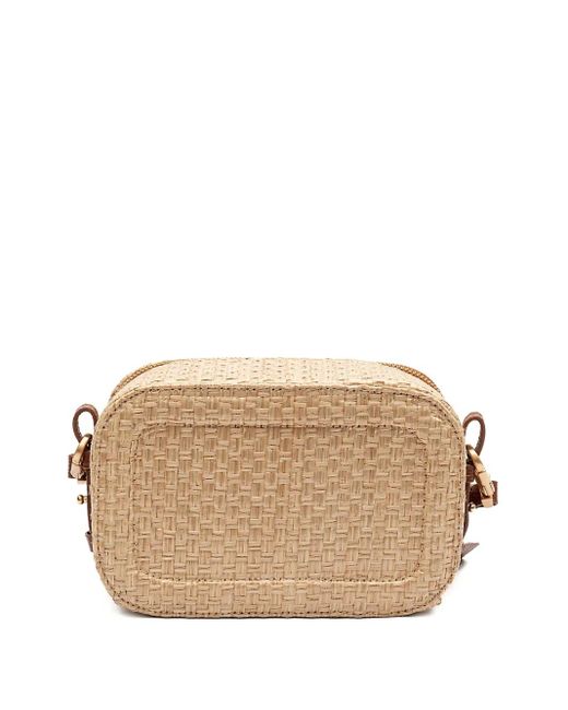 Isla Brown Woven Emblem Shoulder Bag