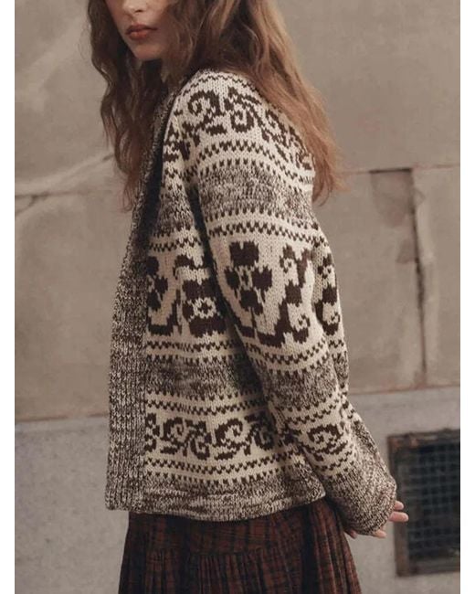 The Great Natural Fair Isle Shawl-Collar Cardigan