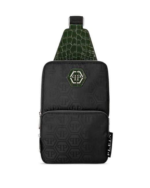 Borsa A Tracolla Con Effetto Coccodrillo di Philipp Plein in Black da Uomo