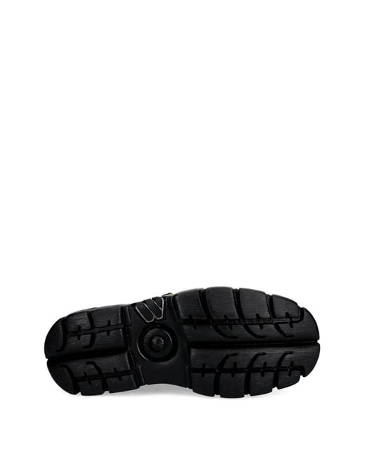 New Rock Black Ante Leopardo Cuero, Tower Negro Platform Sneakers