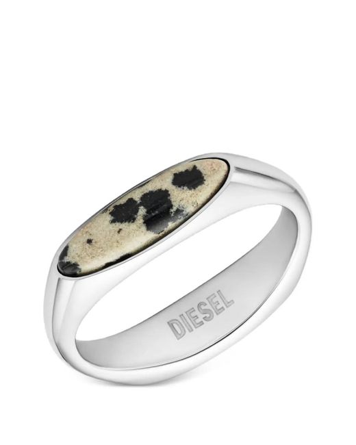 DIESEL White Stainless Steel Signet Ring