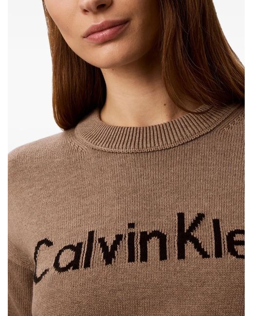 Calvin Klein Brown Logo-Knitted Sweater