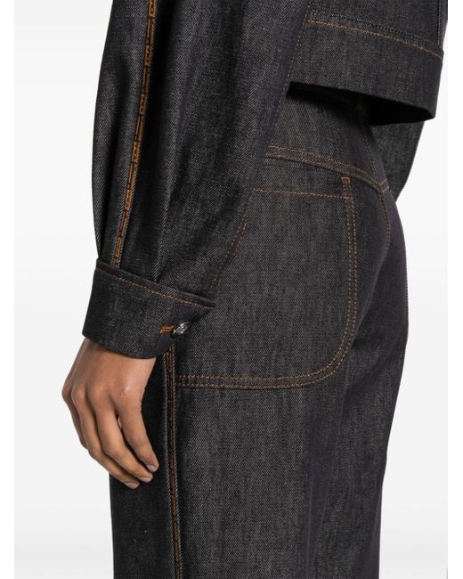 Fendi Black Blue High-waist Straight Jeans
