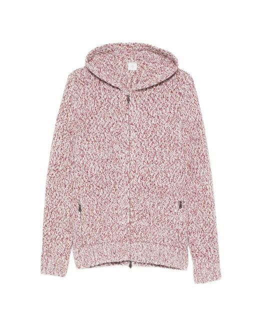 Eleventy Pink Zip-Up Hood Cardigan for men
