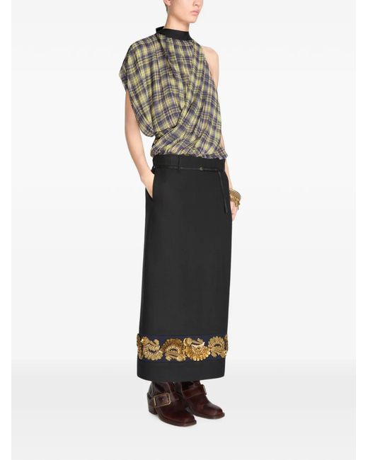 Dries Van Noten Black Draped Pleated Top