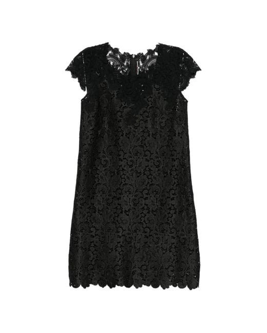 Ermanno Scervino Black Floral-Lace Scalloped-Edge Mini Dress