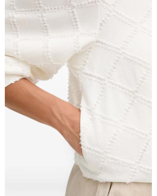 Joseph Ribkoff White Textured Diamond-Pattern Jacket