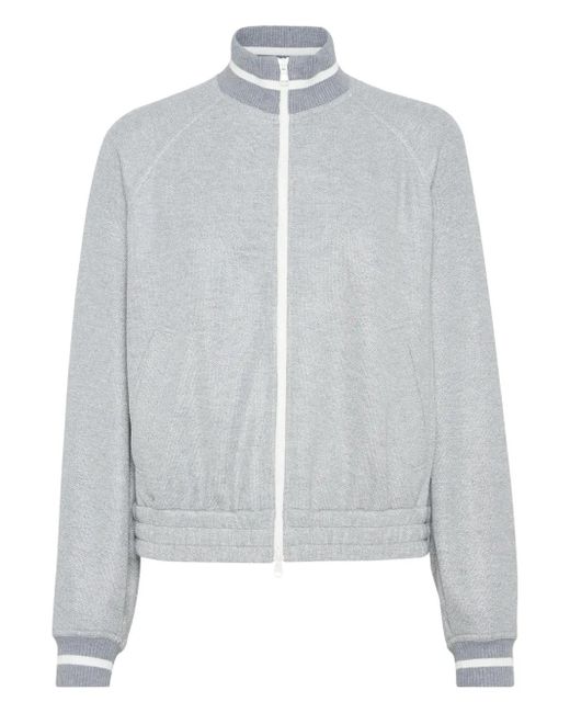 Chaqueta bómber de algodón con cremallera Brunello Cucinelli de color Gray