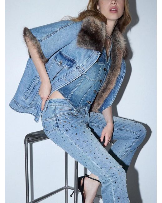 Liu Jo Blue Bootcut Jeans With Rhinestones
