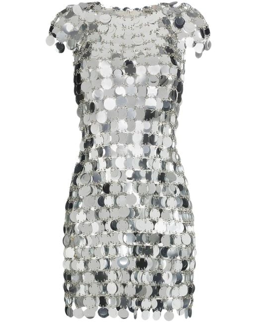 Rabanne Metallic Sequin Chain-Disc Mini Dress
