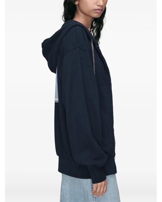 Maison Margiela Blue Graphic-Print Zip-Up Hoodie