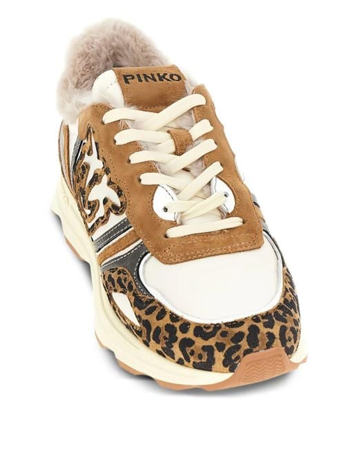 Pinko Natural Leopard Print Sneakers