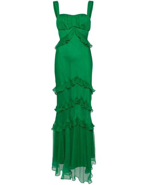 Saloni Green Chandra Silk Maxi Dress