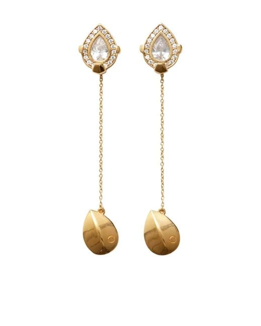 Burberry Metallic Shield Pendant Crystal-Embellished Earrings
