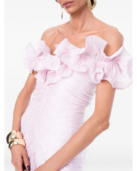 Ana Radu Pink Ruffled Ruched Dress