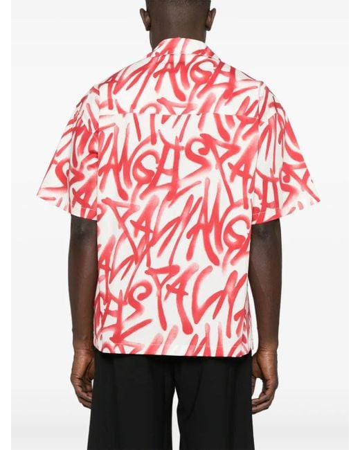 Palm Angels Red Graffiti-Print Shirt for men