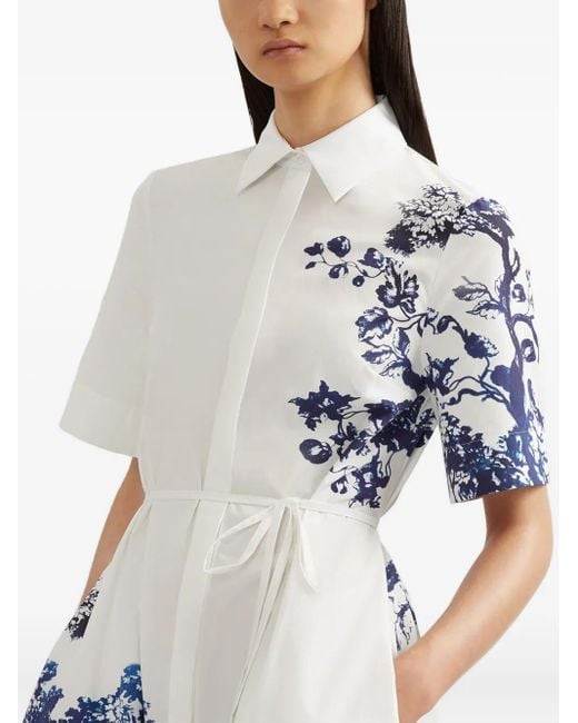 Erdem White Midikleid Mit Blumen-Print